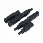 Pair of MC4 T-branch cable connectors / plugs for solar panels and photovoltaic systems