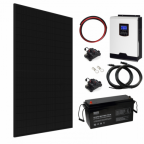 1kW Complete Off-grid solar power system with 430W Sharp solar panel, 1kW hybrid inverter and 200Ah lithium battery